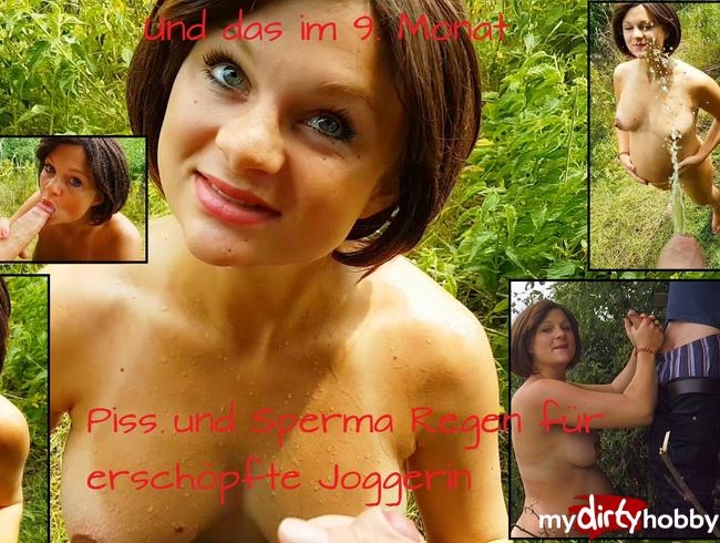 Joggerin erfrischt sich mit Natursekt und Sperma