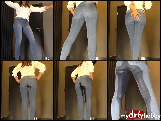 eingepisste Jeans